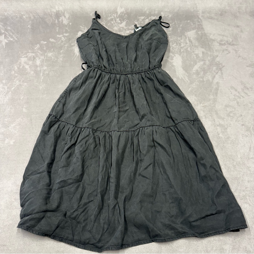 Velvet Heart Black Washed Dress Tiered Style Flowy Spaghetti Strap Womens S